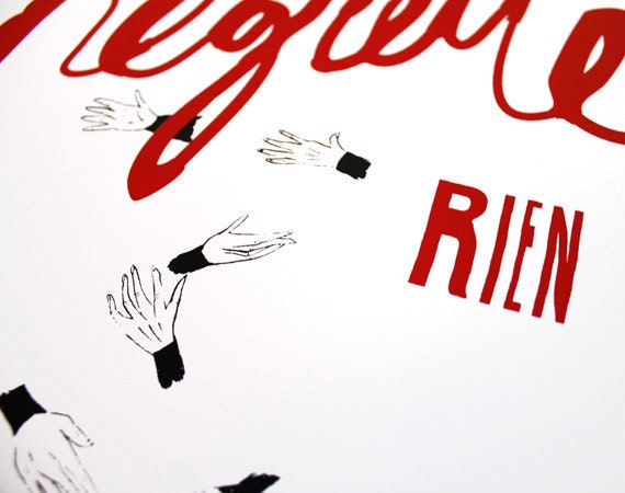 Non Je Ne Regrette Rien - Edith Piaf 12 x 18" screenprint