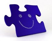 Peacock Blue Chalkboard Puzzle Piece Magnet