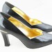 Lotus Black Patent And Gold Vintage Court Shoes