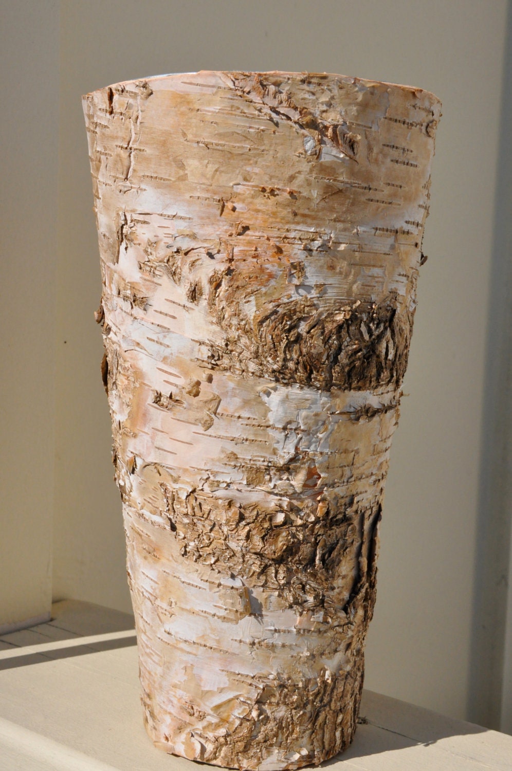 1/2 PRICE SALE - Birch Bark Covered Vase 9" Personalized - Woodland Vases - Rustic Wedding Centerpieces