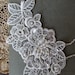 Lace Wedding Necklace : Embellished Ivory Applique with Vintage Beads, Silver-Colored Chain