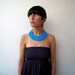 The triple braid necklace - handmade in calypso blue fabric