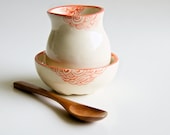 Coral Creamer and Sugar Set- Tea time ceramic serving set by RossLab (made to order) - RossLab