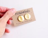 Ceramic Button Earrings in Yellow