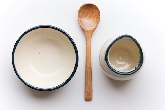 Teal Ceramic Creamer and Sugar Bowl (made to order) by RossLab