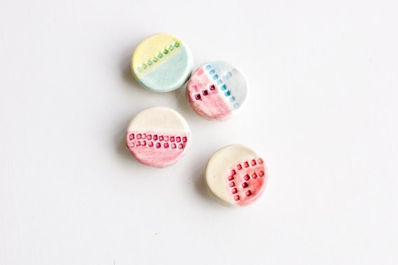 Ceramic Magnets in Watercolors, Set of 4