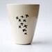 Ceramic Vase in Blue and Cream- Birds