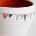 Ceramic Bowls in Coral- Flag Decoration in Teal, Coral, and Blue