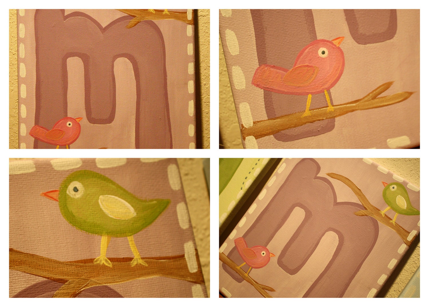 Custom Nursery Canvas Name Letters - Butterfly Ladybug - Customize your own