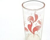 Rooster Juice Glass Pink Hazel Atlas Kitschy