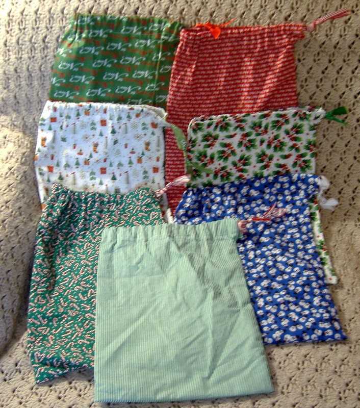 Fabric Christmas Bags Variety Set of 7