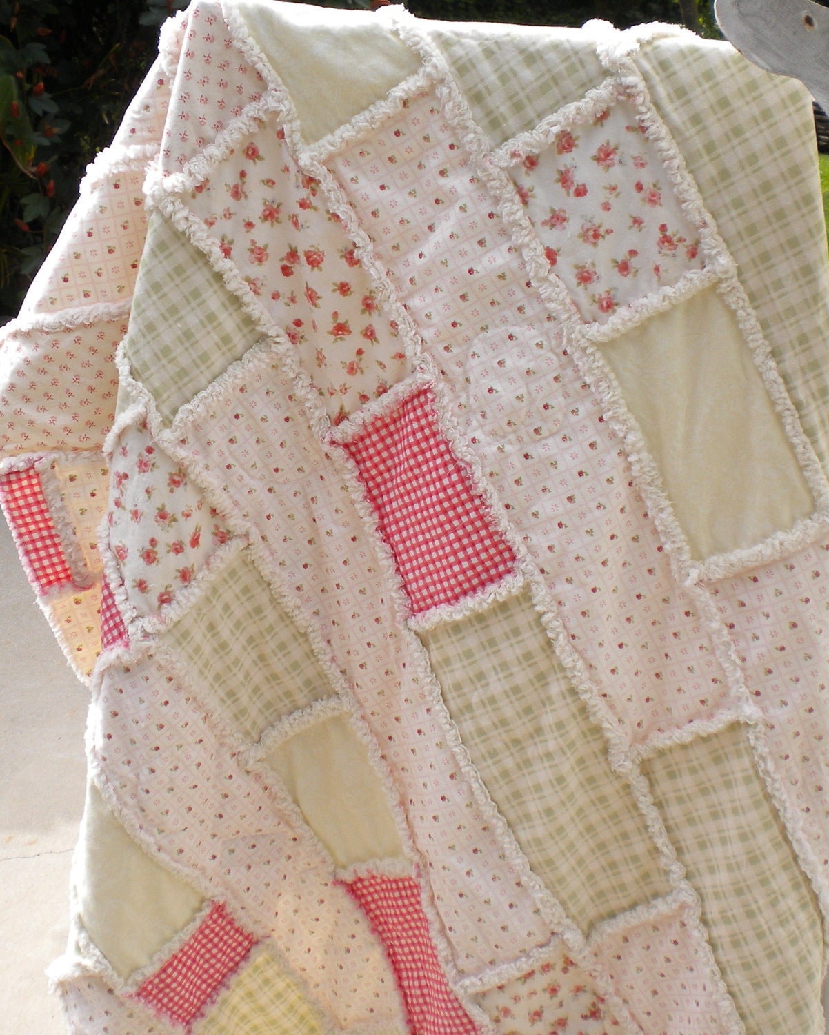 Shabby Vintage - Cottage with Pastels Colors Rag Quilt Summer Quilt SOLD