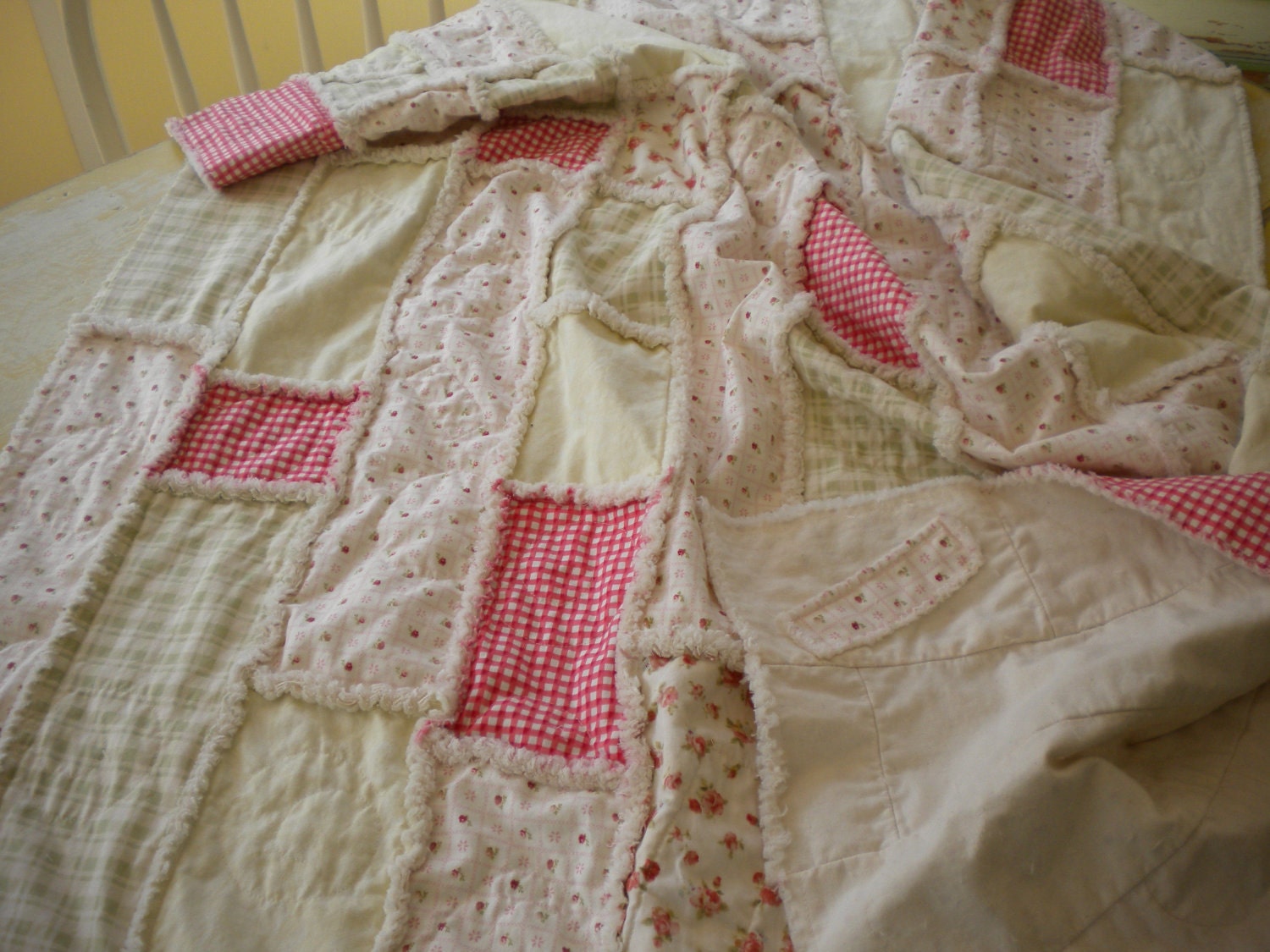 Handmade Vintage Rag Patchwork Quilt