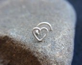Love Heart silver nose screw