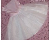 Adorable short dress - Ballerina - pink satin, white tulle and handmade flowers - for little girl