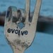 EVOLVE hand stamped Peace Sign Garden Marker Flower pot art