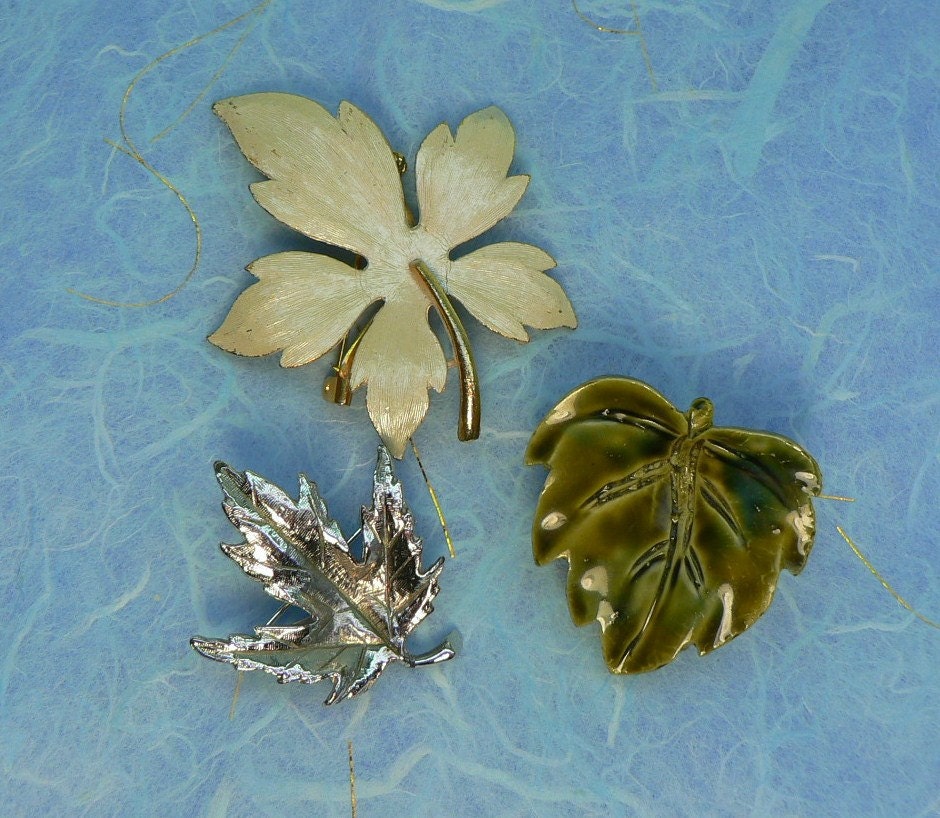 Leaf brooches Three different leaves Destash