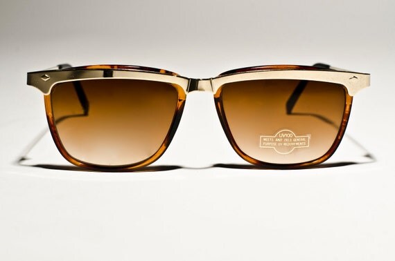 Vintage Gold Brown Bar Sunglasses