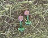 Pierced Earrings Pretty in Pink Flowers