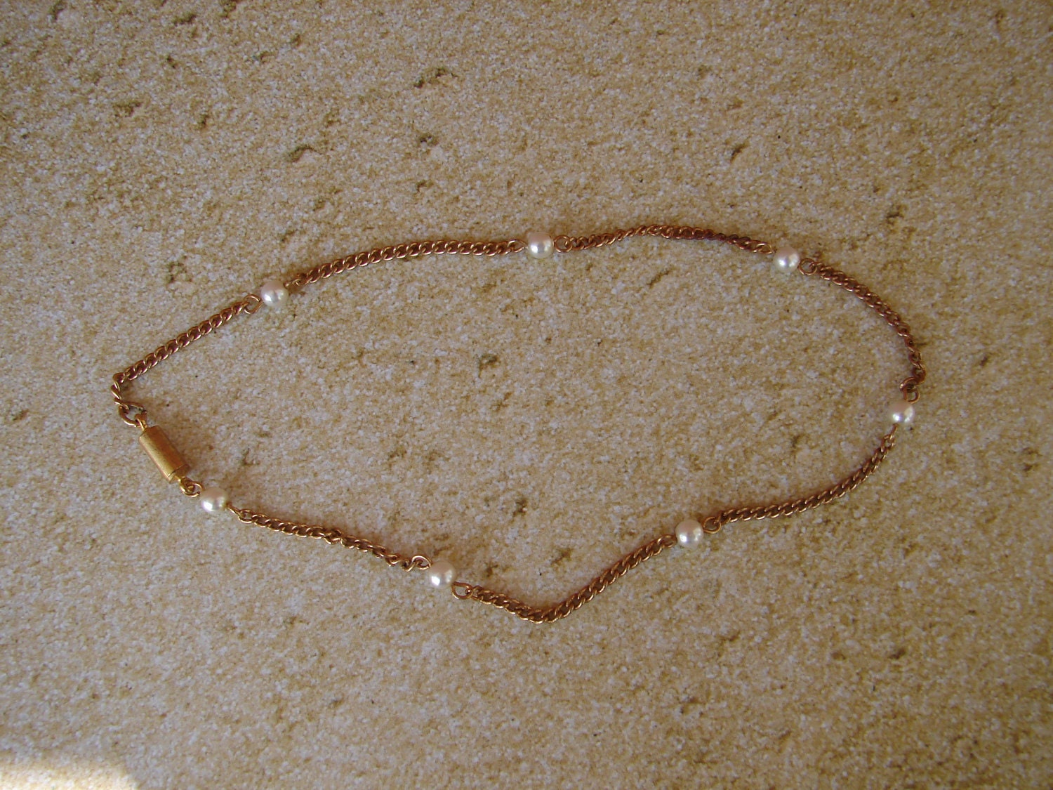 Upcycled Pearl and Chain Plus Size Anklet with Magnetic Catch