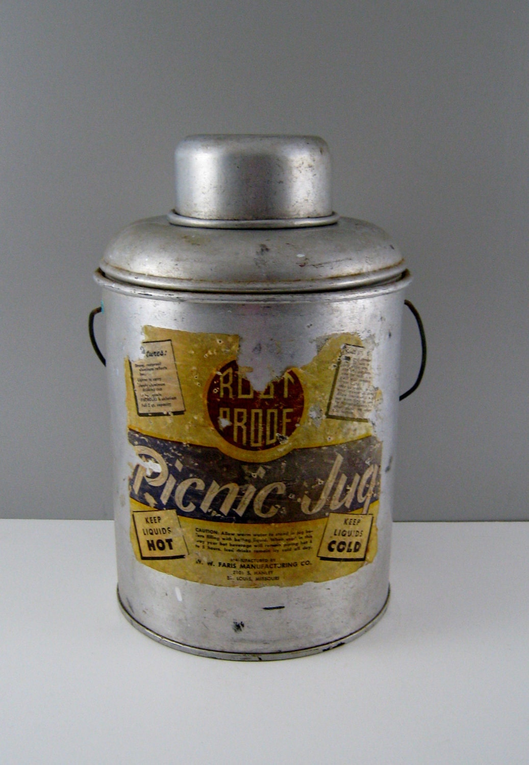 Items similar to Picnic Jug Picnic Cooler, Vintage Thermos, Metal