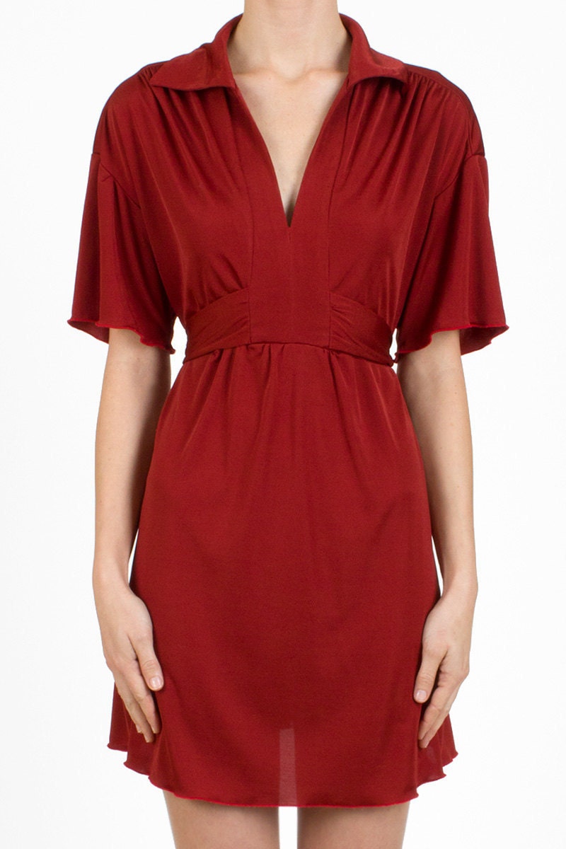 70s Vintage Red Party Dress Waistline Bow Large XLarge