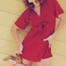 70s Vintage Red Party Dress Waistline Bow Large XLarge