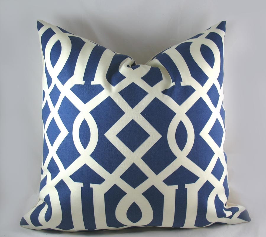 Imperial Trellis Nautical Blue - Decorative Pillow Cushion Covers - Accent Pillow - Throw Pillow - Lattice - Indoor Outdoor - 20 x 20