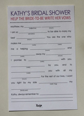 Printable Bridal Shower Libs - PDF File