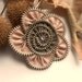 Flower Brooch Apricot and French brown, Zipper Pin. Approx 2,8 in/ 7 cm.- eco friendly, recycled jewelry