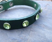 Custom Embellished Leather Dog Collar - Rhinestones