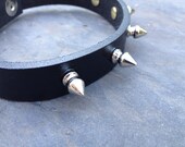 SALE 12" - 14" Studded Leather Snap Dog Collar - OOAK