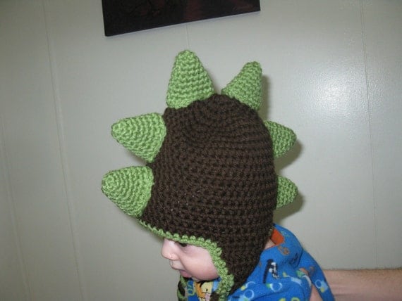 Dinosaur Hat Pattern - Crochet Pattern 26 - Beanie and Earflap Pattern - Newborn to Adult - INSTANT DOWNLOAD
