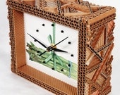 Mosaic Desk Clock with Asparagus