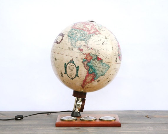 SALE 1980's Globe Lamp of Scan-Globe Denmark with Weather Dials