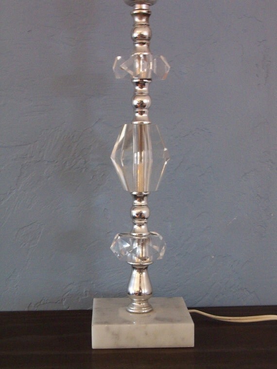 Vintage Marble Base Crystal Table Lamp with by