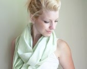 infinity scarf cowl handdyed - soft mint - lightweight cotton - CThandmade