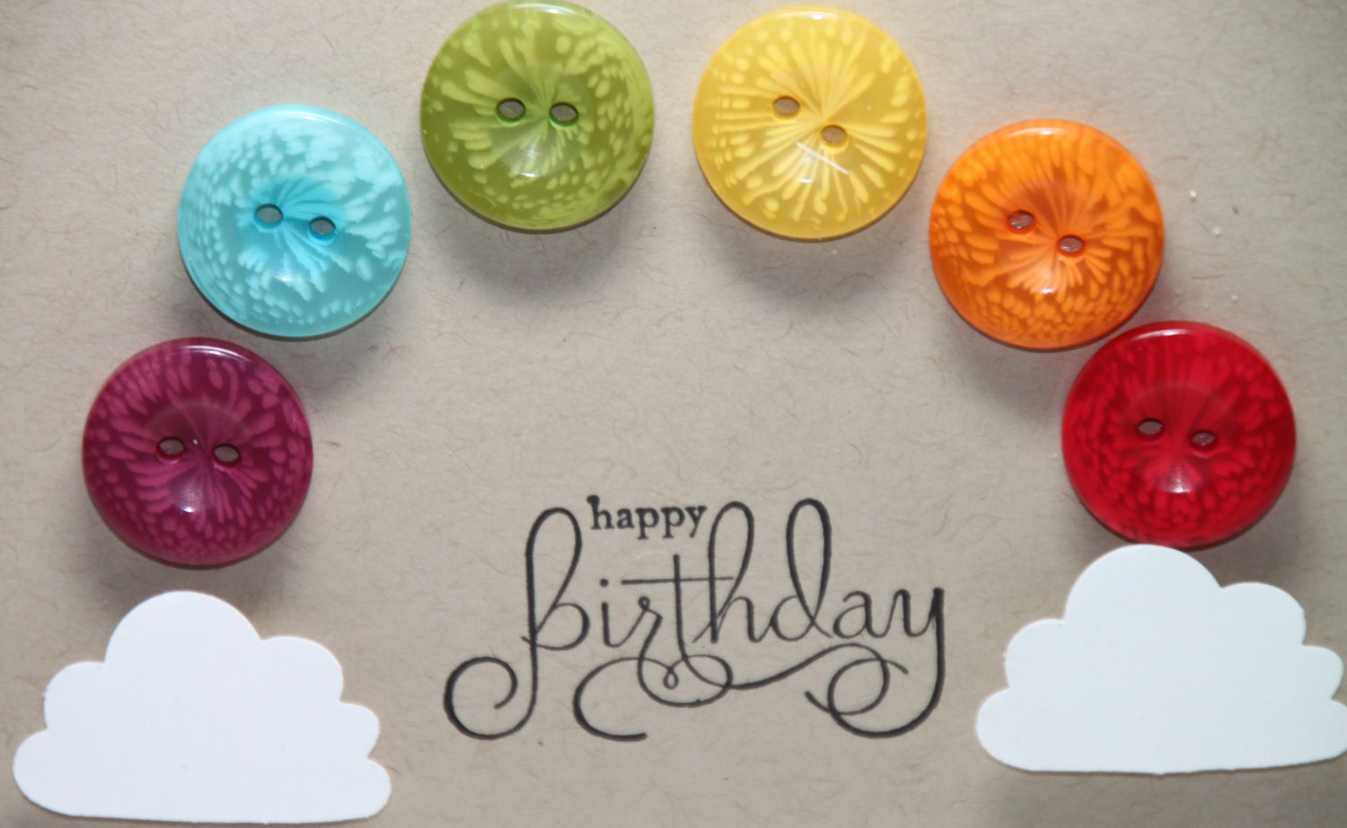 Happy Birthday Rainbow Button Stampin Up Handmade Card Primary Unisex