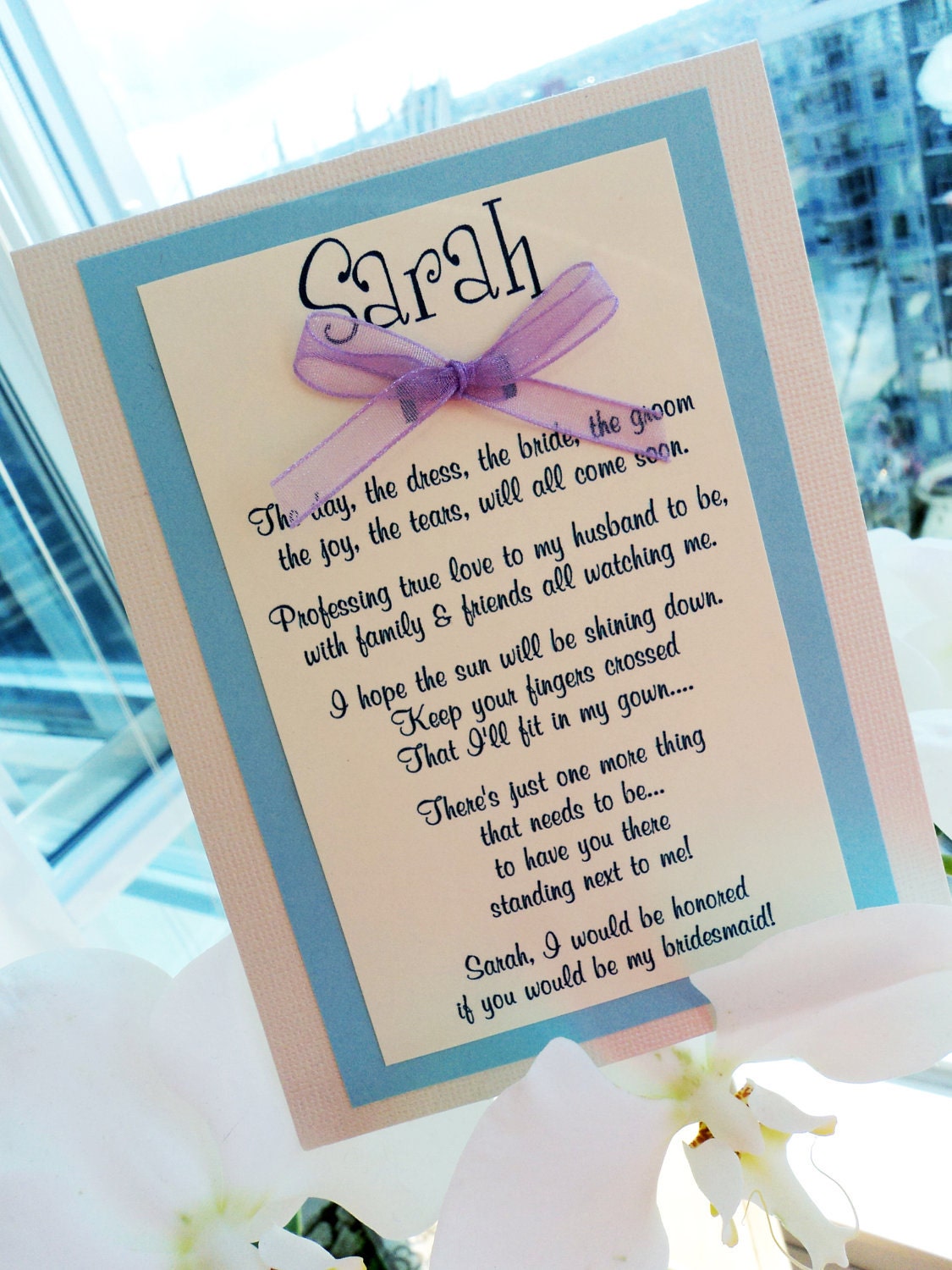 Will You be My Bridesmaid Card, Bridesmaid Card, Maid of Honor- Custom made and personalized