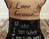 I Love You Because Chalkboard Fabric Pillow Cover