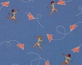 Michael Miller Fabric- Children at Play by Sarah Jane- Chasing Airplanes in Blue - Children's Novelty Fabric