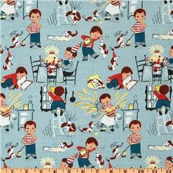 Michael Miller Fabric- Little Chef - Teal - Kids Novelty Fabric