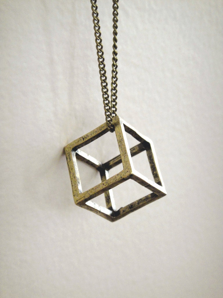Cubiste - Hollow Cube Necklace - Long Necklace Style