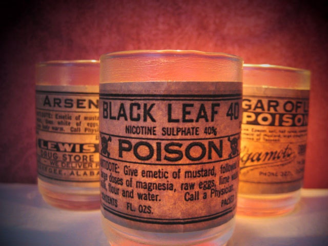 Halloween Candle Votives - Toxins and Turmoil - Poison Label - Vintage Labels