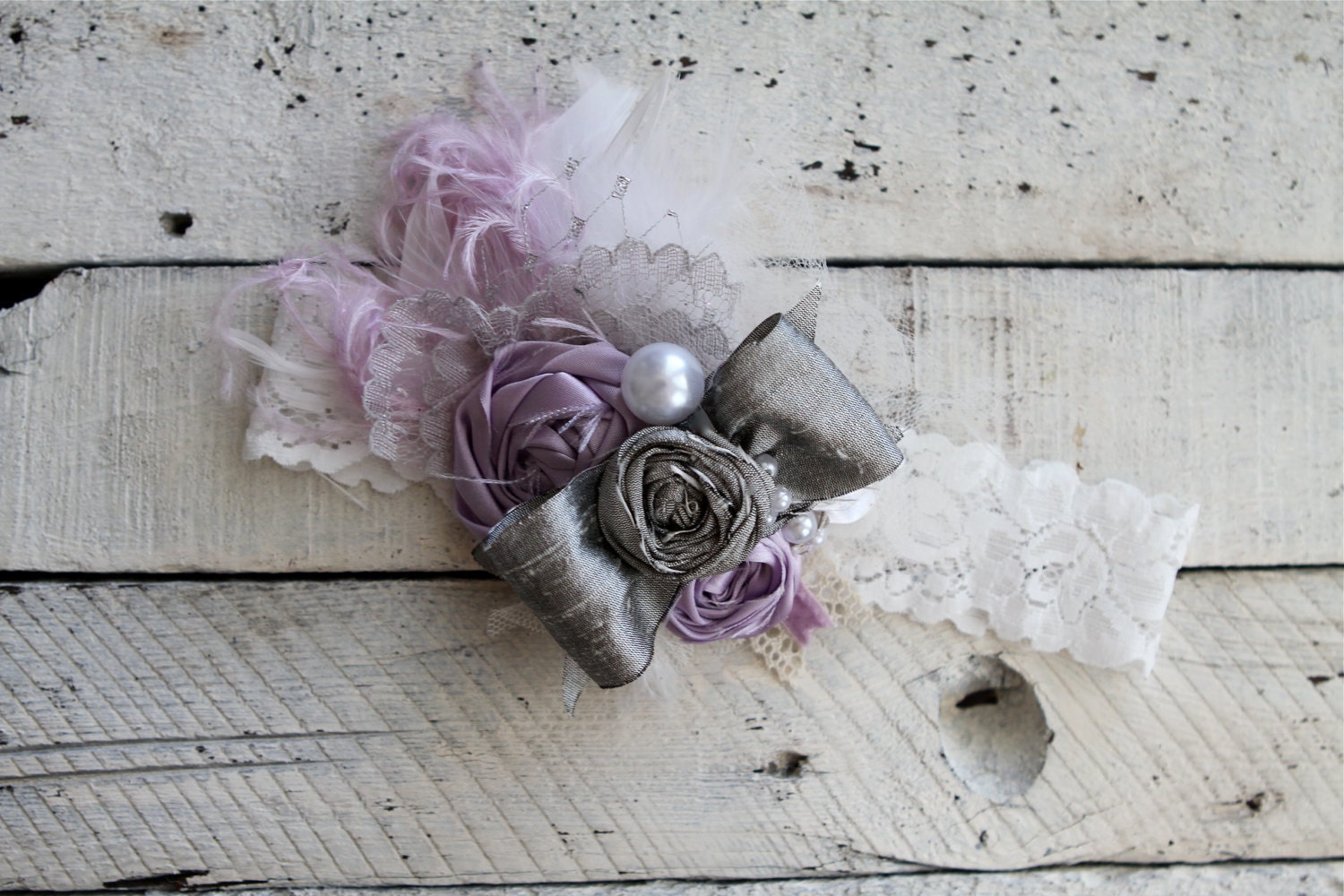 Lilac J'adore shabby chic lace headband