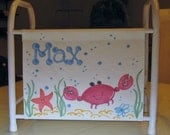 Children's Personalized & Handpainted Magazine Book Rack - Primary Ocean