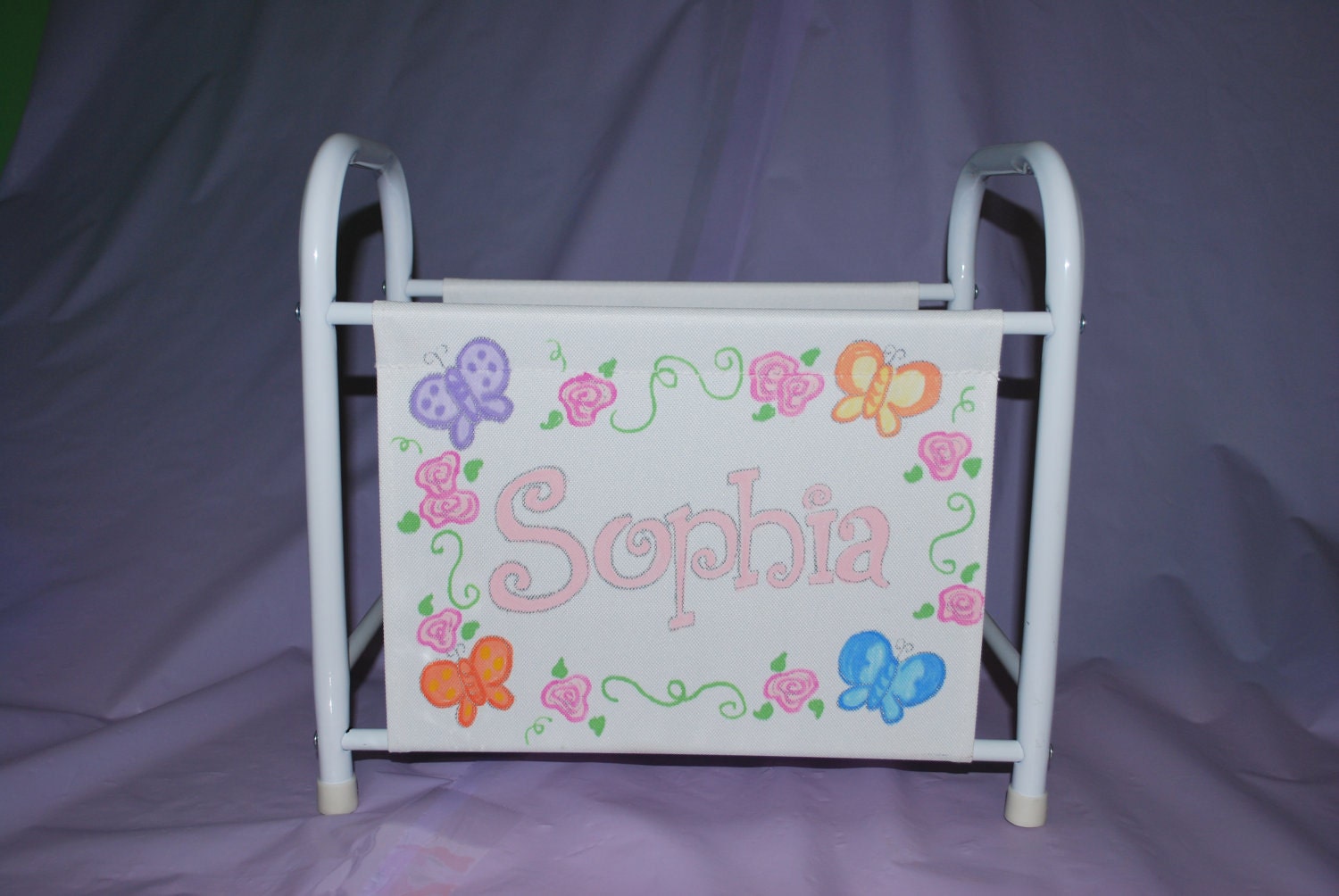 Children's Personalized & Handpainted Magazine Book Rack - Butterflies