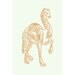 9 x 12 Calligraphic Camel Art Print - Dark Orange and Light Mint Green