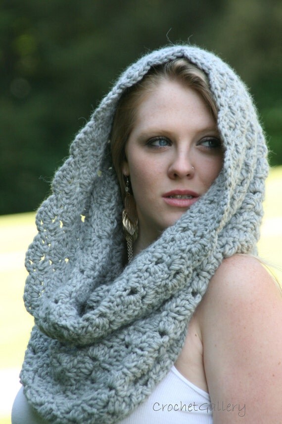 Alpaca Cowl Scarf / The Plymouth / Chunky Snood Scarf 100% Baby Alpaca Silver Gray