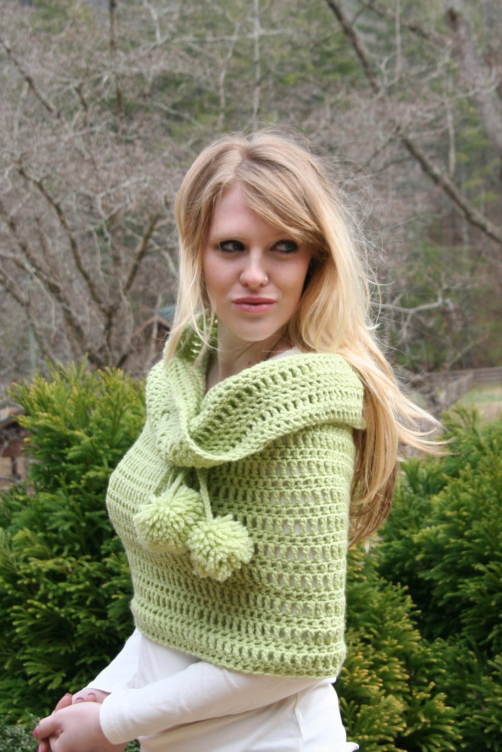 Light Green Cowl Scarf Cozy Capelet Deep Loop Scarf - Merino / Cashmere